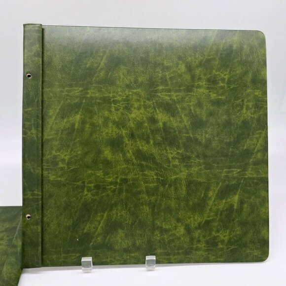 Green Faux Leather Expandable Photo Album Vintage 13.25"x13" Scrapbooking - Picture 6 of 12